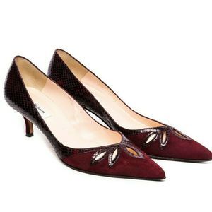 LK Bennett London Suede Reptile Print Pumps7.5